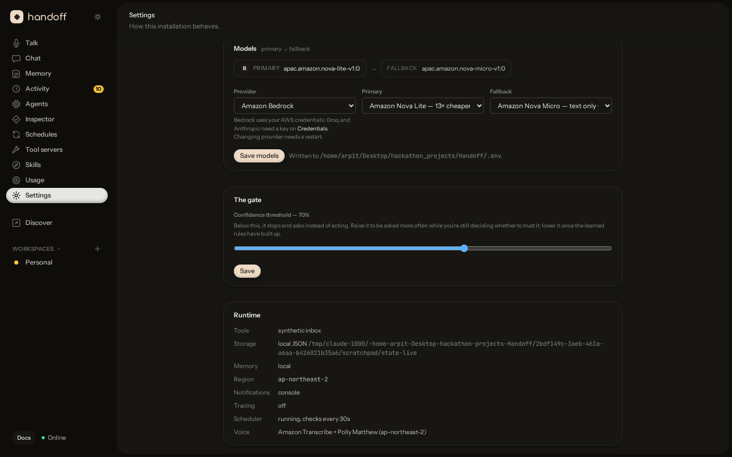 settings dark